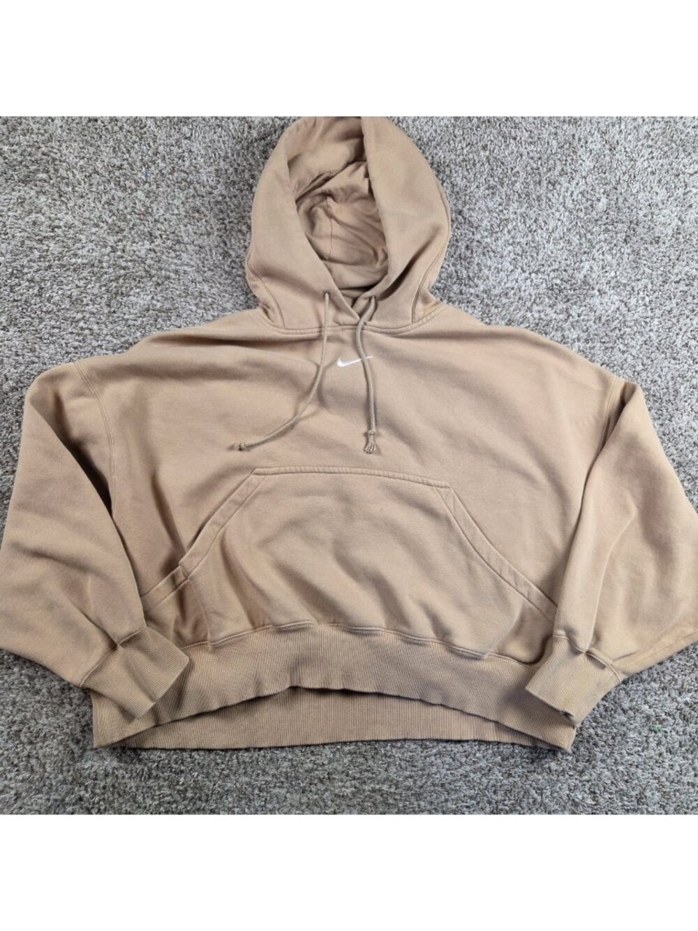 Nike Hoodie Womens Large Beige Fleece Phoenix Oversized Center Swoosh Mark*